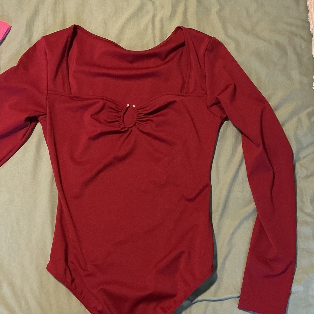 Red Long Sleeve Bodysuit